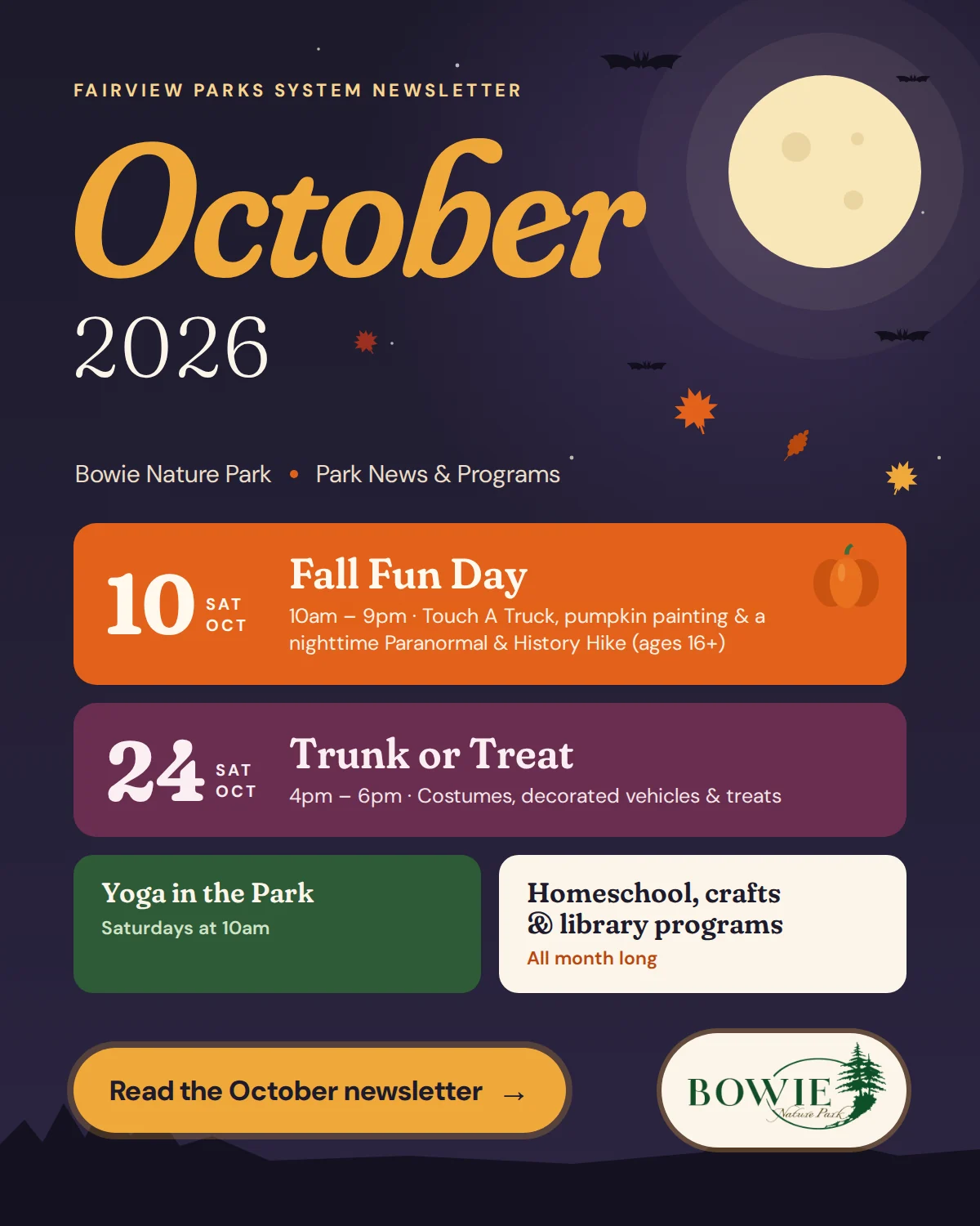 Fairview Parks System newsletter for October 2026
